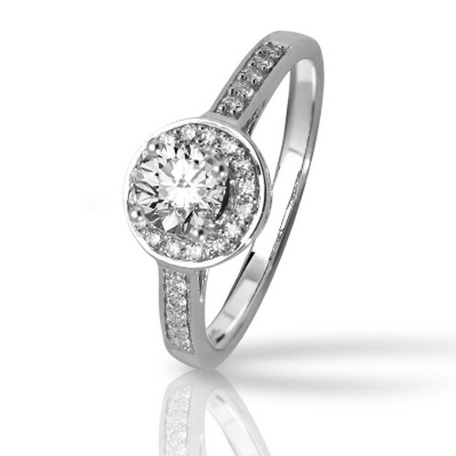    Halo Style Pave set Round Diamonds Engagement Ring with a 